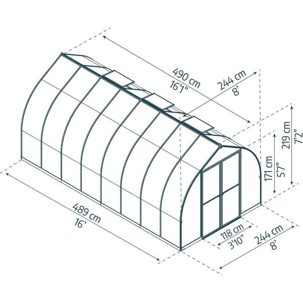 Serre de jardin en aluminium argent et polycarbonate Bella - PAA-0154