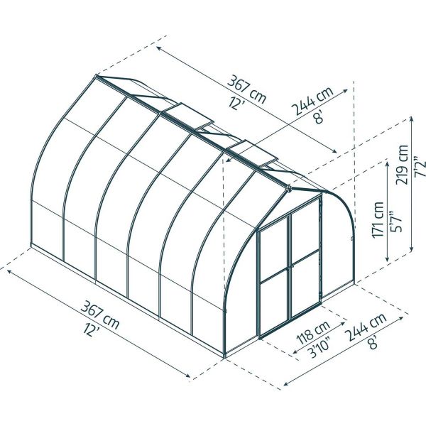 Serre de jardin en aluminium argent et polycarbonate Bella - PAA-0153