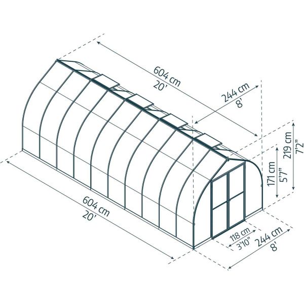 Serre de jardin en aluminium argent et polycarbonate Bella - PAA-0155