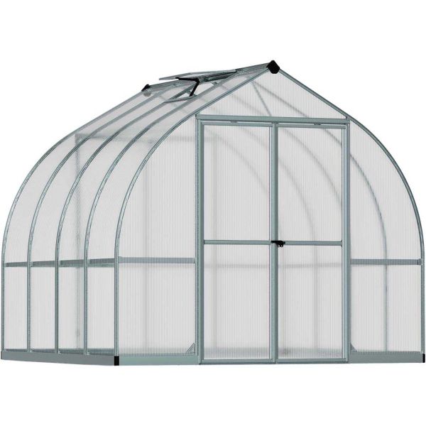 Serre de jardin en aluminium argent et polycarbonate Bella