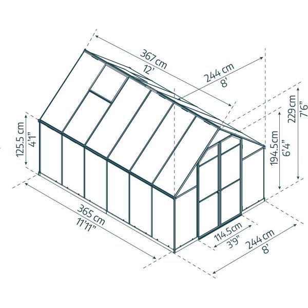 Serre de jardin en aluminium argent et polycarbonate Essence - PAA-0149