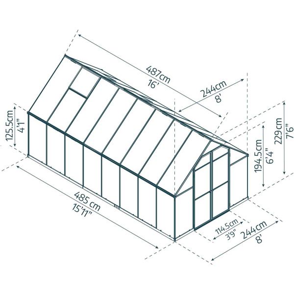 Serre de jardin en aluminium argent et polycarbonate Essence - PAA-0150