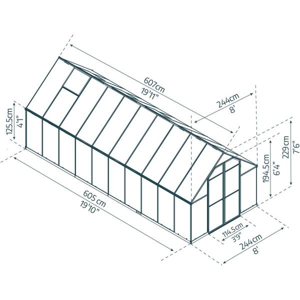 Serre de jardin en aluminium argent et polycarbonate Essence - PAA-0151