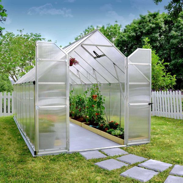 Serre de jardin en aluminium argent et polycarbonate Essence - Canopia by Palram