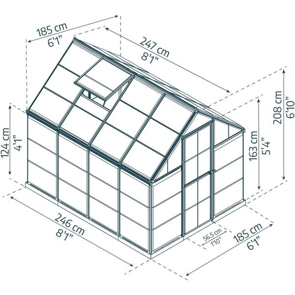 Serre de jardin en aluminium argent et polycarbonate Harmony - PAA-0120