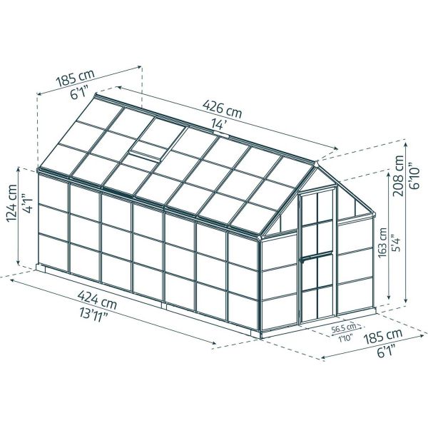 Serre de jardin en aluminium argent et polycarbonate Harmony - PAA-0123