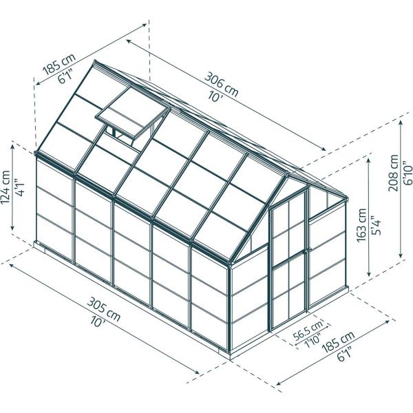 Serre de jardin en aluminium argent et polycarbonate Harmony - PAA-0121