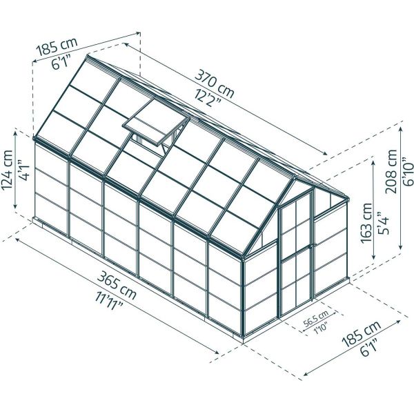 Serre de jardin en aluminium argent et polycarbonate Harmony - PAA-0122