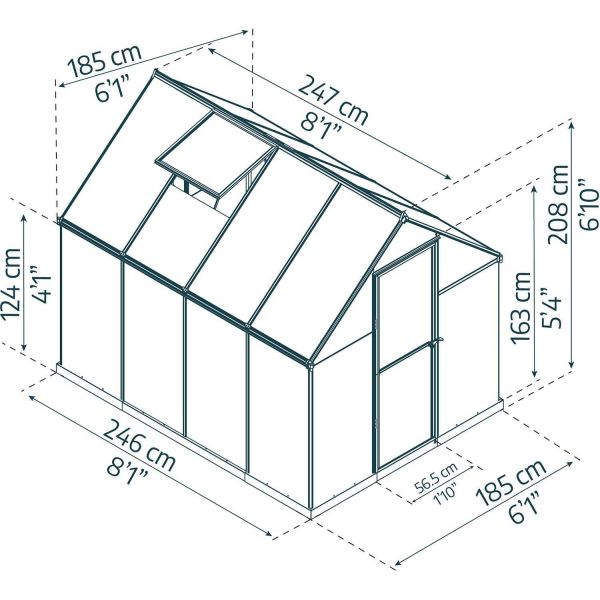 Serre de jardin en aluminium argent et polycarbonate Mythos - PAA-0132