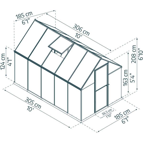 Serre de jardin en aluminium argent et polycarbonate Mythos - PAA-0133