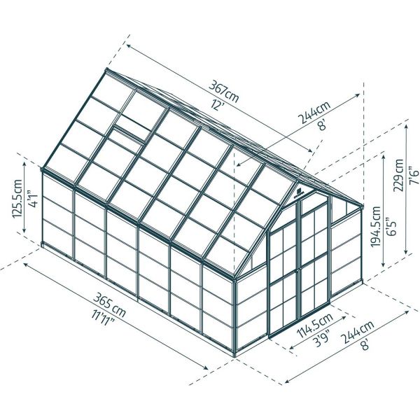 Serre de jardin en aluminium argent et polycarbonate Octave - PAA-0148