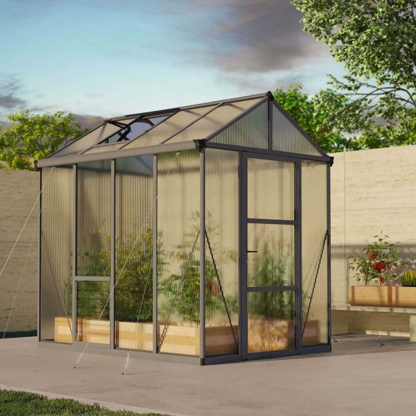 Serre de jardin en aluminium gris et polycarbonate Glory - Canopia by Palram