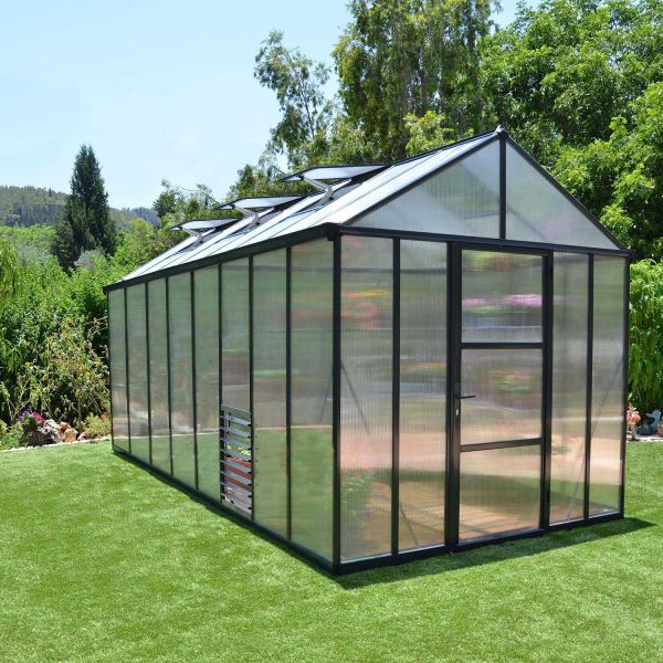 Serre de jardin en aluminium gris et polycarbonate Glory - Canopia by Palram