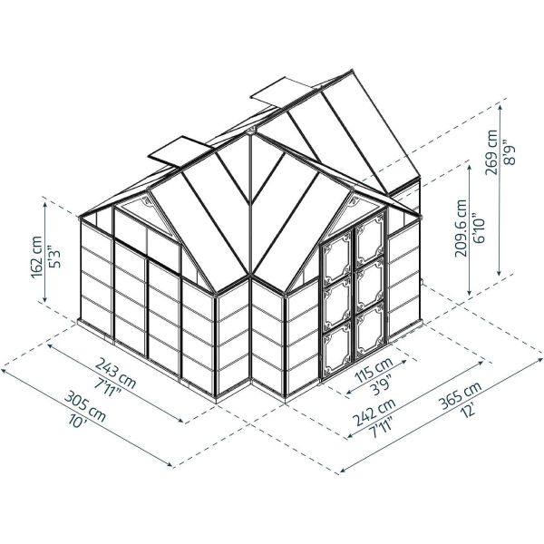 Serre de jardin en aluminium et polycarbonate Victory Orangerie - PAA-0166