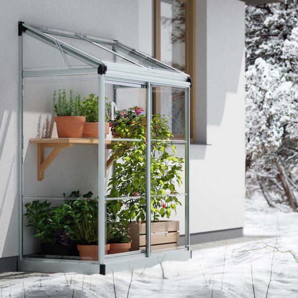 Serre de jardin en aluminium et polycarbonate adossée Lean To - 249