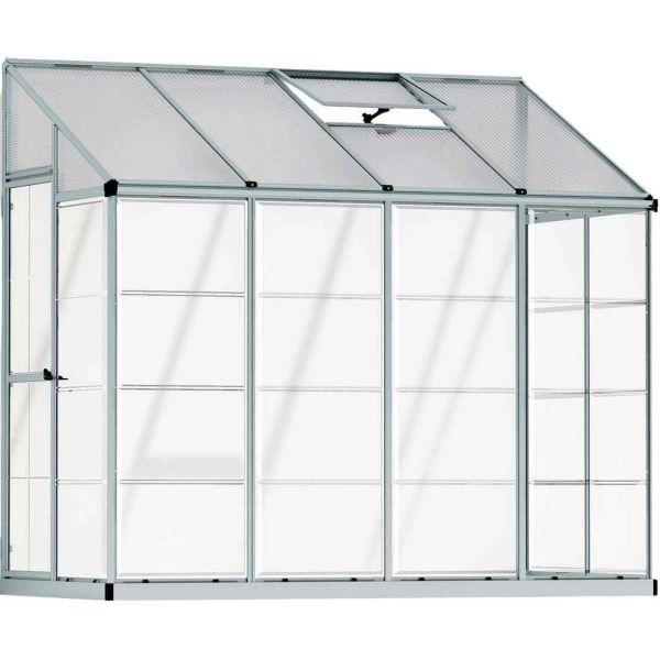 Serre de jardin en aluminium et polycarbonate adossée Lean To