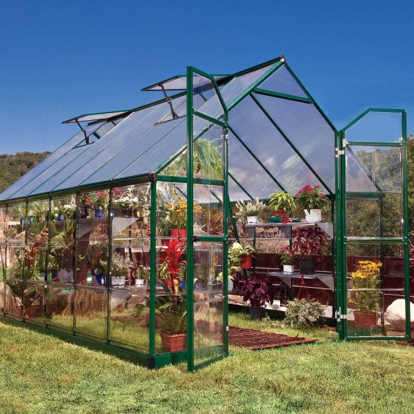 Serre de jardin en aluminium vert et polycarbonate Balance - 7