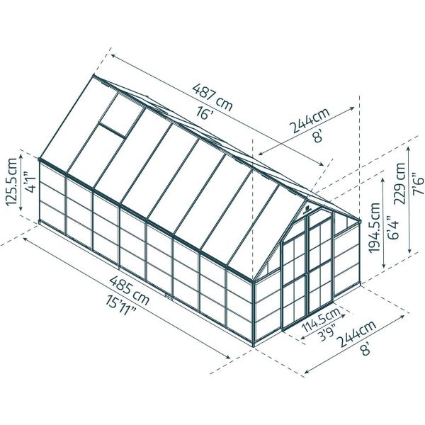 Serre de jardin en aluminium vert et polycarbonate Balance - PAA-0112