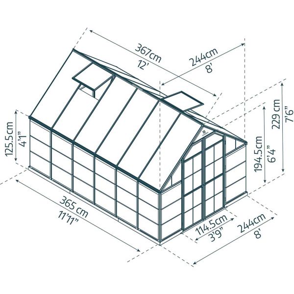 Serre de jardin en aluminium vert et polycarbonate Balance - PAA-0111