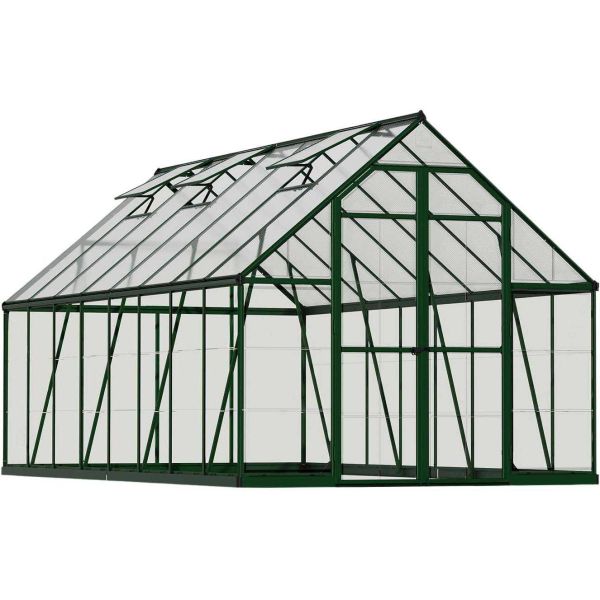 Serre de jardin en aluminium vert et polycarbonate Balance