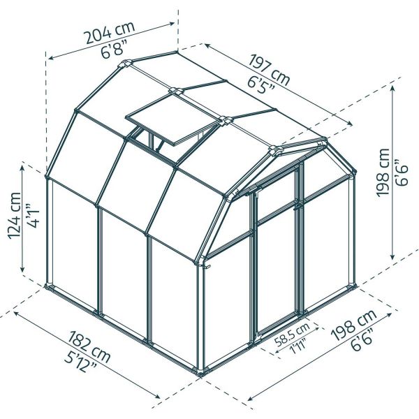 Serre de jardin en aluminium vert et polycarbonate Eco Grow - PAA-0135