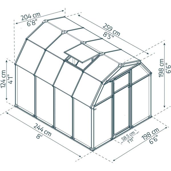 Serre de jardin en aluminium vert et polycarbonate Eco Grow - PAA-0136