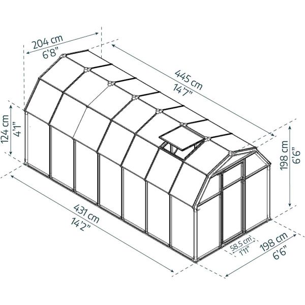 Serre de jardin en aluminium vert et polycarbonate Eco Grow - PAA-0139