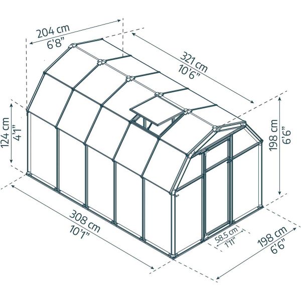 Serre de jardin en aluminium vert et polycarbonate Eco Grow - PAA-0137