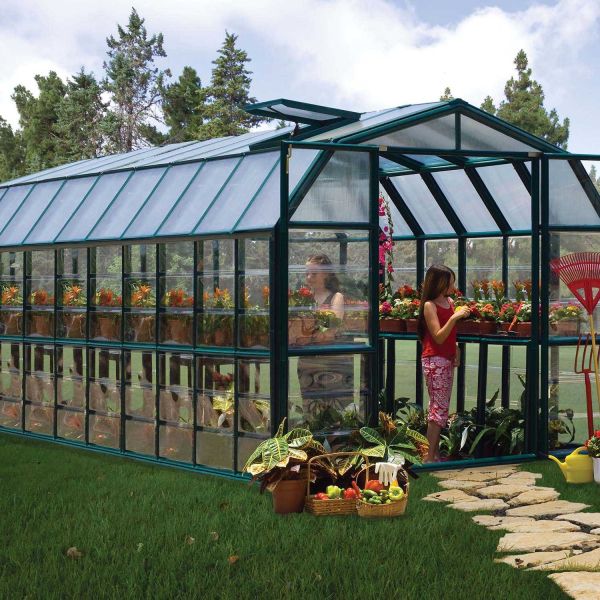 Serre de jardin en aluminium vert et polycarbonate Grand Gardener - Canopia by Palram