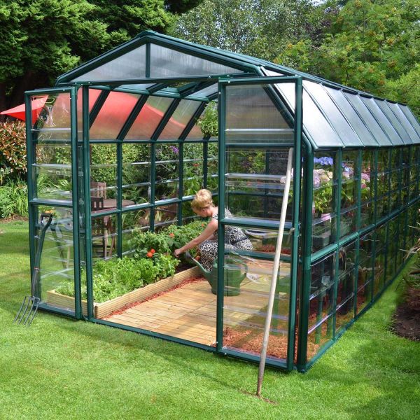 Serre de jardin en aluminium vert et polycarbonate Grand Gardener - Canopia by Palram