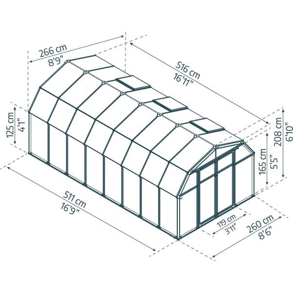 Serre de jardin en aluminium vert et polycarbonate Hobby Gardener - PAA-0142