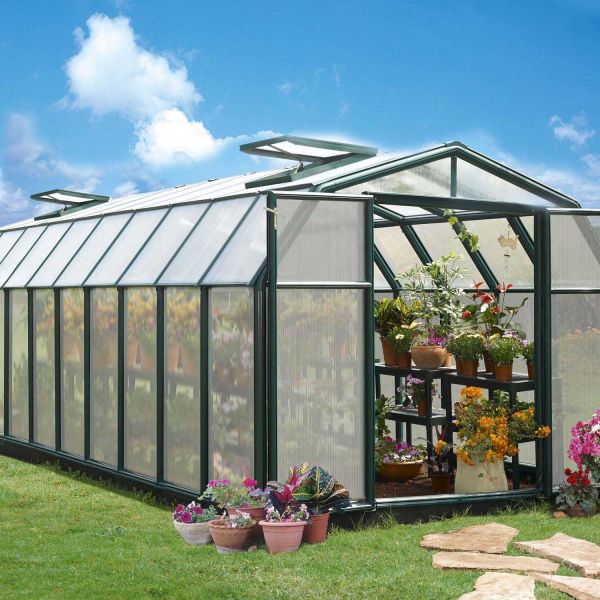 Serre de jardin en aluminium vert et polycarbonate Hobby Gardener - Canopia by Palram