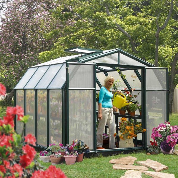 Serre de jardin en aluminium vert et polycarbonate Hobby Gardener - Canopia by Palram