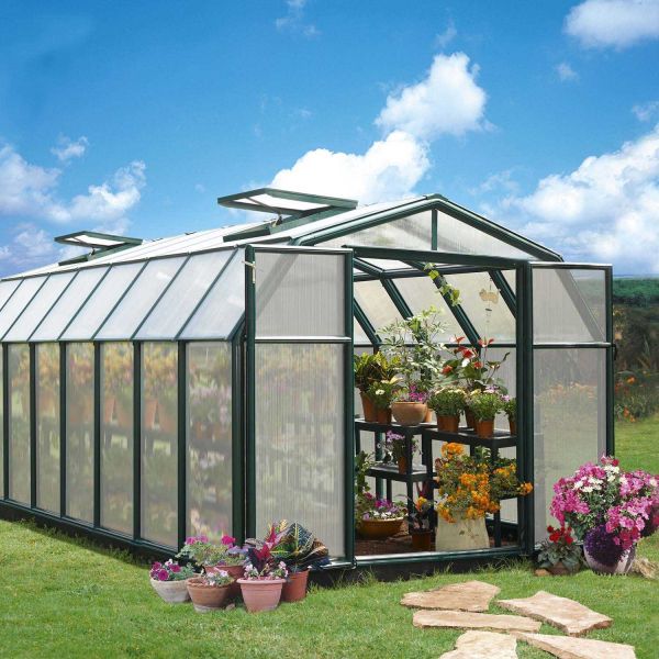 Serre de jardin en aluminium vert et polycarbonate Hobby Gardener - Canopia by Palram