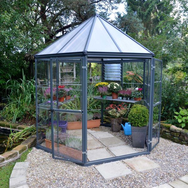 Serre de jardin hexagonale en aluminium et polycarbonate Oasis - 8