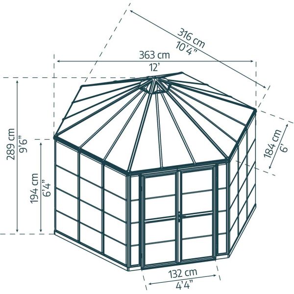 Serre de jardin hexagonale en aluminium et polycarbonate Oasis - PAA-0165