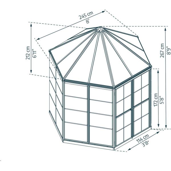 Serre de jardin hexagonale en aluminium et polycarbonate Oasis - PAA-0164