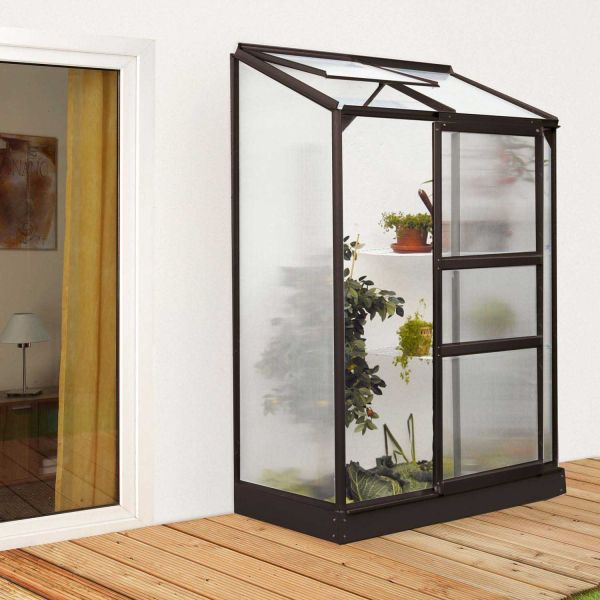 Serre de jardin en polycarbonate 4 mm et aluminium noir Ida - 389