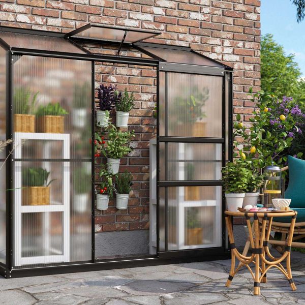 Serre de jardin en polycarbonate 4 mm et aluminium noir Ida - VITAVIA