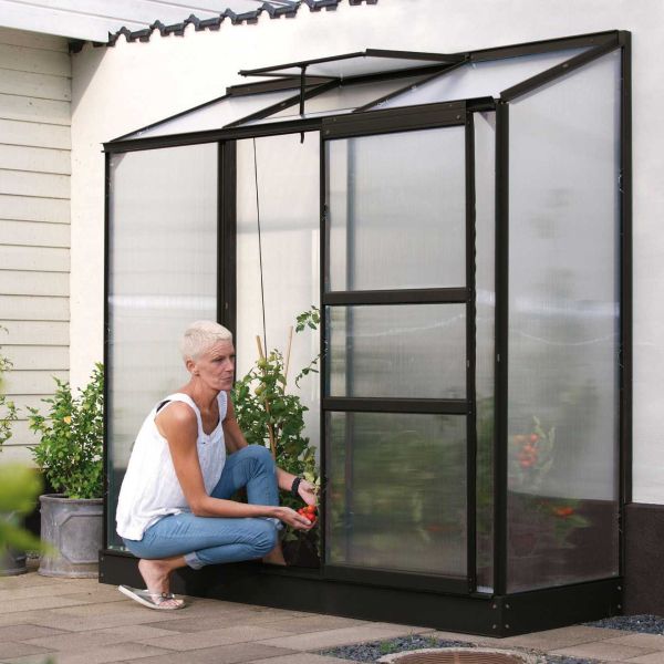 Serre de jardin en polycarbonate 4 mm et aluminium noir Ida - 469