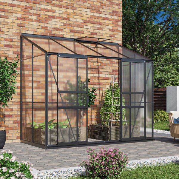 Serre de jardin en polycarbonate 4 mm et aluminium noir Ida - VITAVIA