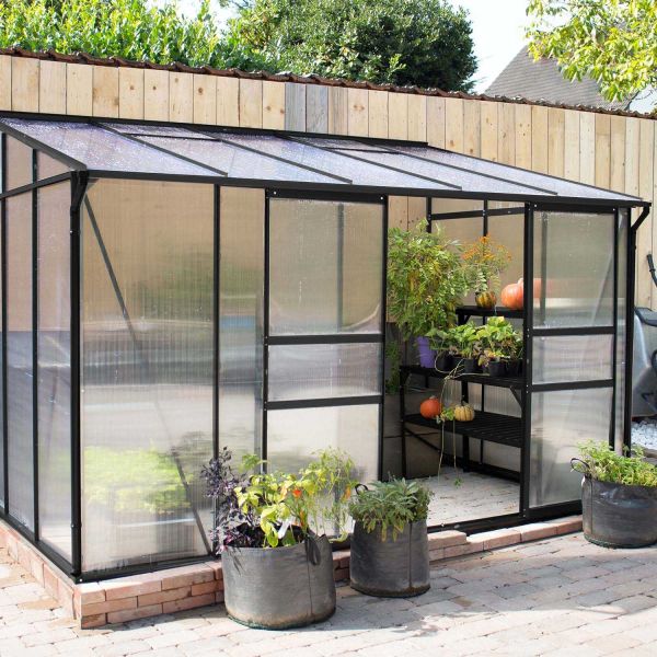 Serre de jardin en polycarbonate 4 mm et aluminium noir Ida - 1219