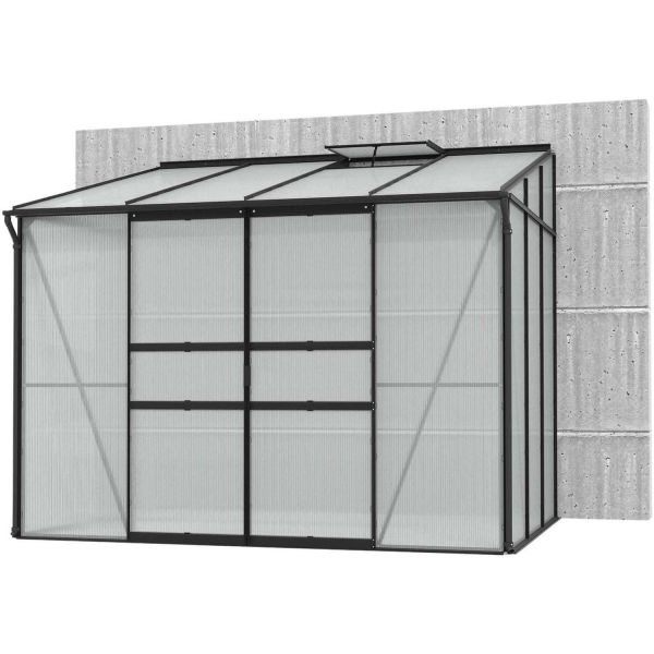 Serre de jardin en polycarbonate 4 mm et aluminium noir Ida