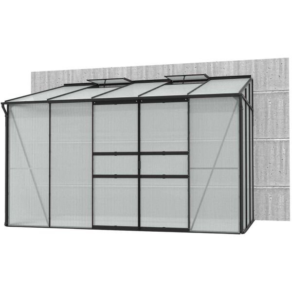 Serre de jardin en polycarbonate 6 mm et aluminium noir Ida