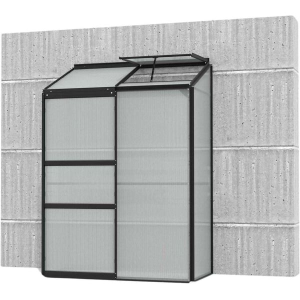 Serre de jardin en polycarbonate 4 mm et aluminium noir Ida