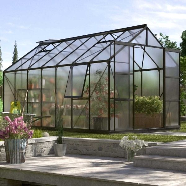 Serre de jardin en polycarbonate 4 mm et aluminium noir Jupiter - VITAVIA