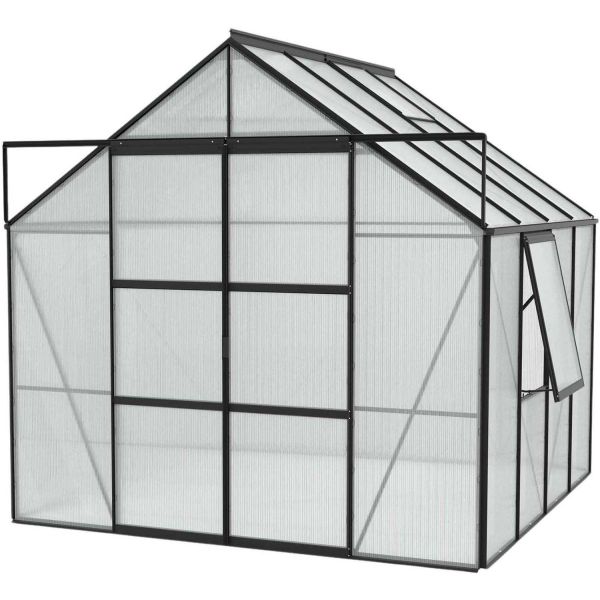 Serre de jardin en polycarbonate 4 mm et aluminium noir Jupiter