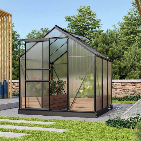 Serre de jardin en polycarbonate 4 mm et aluminium noir Venus - VIT-0133