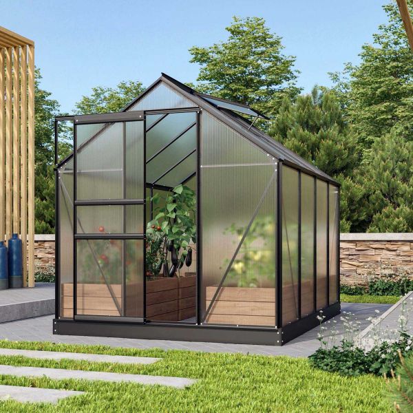 Serre de jardin en polycarbonate 4 mm et aluminium noir Venus - VITAVIA