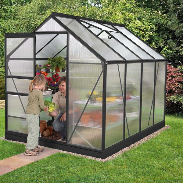 Serre de jardin en polycarbonate 4 mm et aluminium noir Venus - VIT-0134